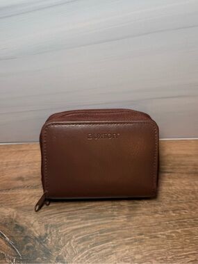 Vintage Buxton Brown Leather Double Zip Accordion Wallet